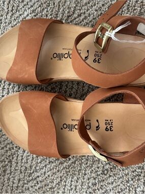 Birkenstock Women's Brown Leather Ankle-Strap Sandals